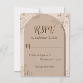 Cartão RSVP Elegant Beige Floral Wedding RSPV card