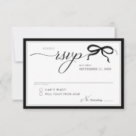 Cartão RSVP Elegant Black and White Bow Simple Modern Wedding