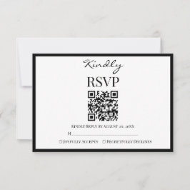 Cartão RSVP Elegant Black and White Minimalist Wedding