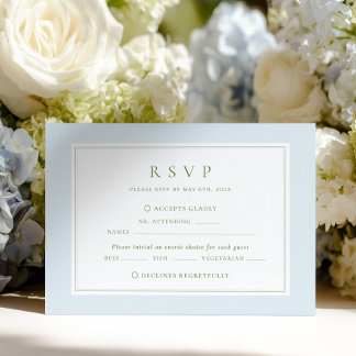 Cartão RSVP Elegant Blue & Sage Wedding