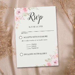 Cartão RSVP Elegant blush roses wedding celebration