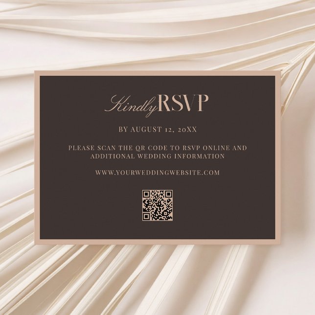 Cartão RSVP Elegant Brown Wedding (Criador carregado)
