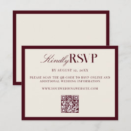 Cartão RSVP Elegant Burgundy Old Money Wedding