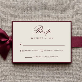 Cartão RSVP Elegant Burgundy Old Money Wedding