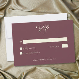 Cartão RSVP Elegant Burgundy Wine Minimalist Wedding