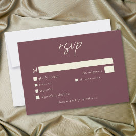 Cartão RSVP Elegant Burgundy Wine Minimalist Wedding