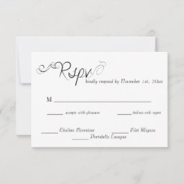 Cartão RSVP Elegant Calligraphy Wedding