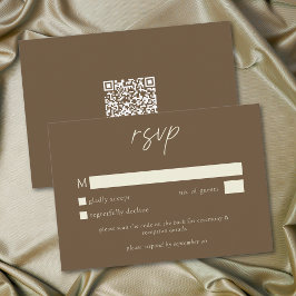 Cartão RSVP Elegant Cocoa Brown Minimalist Wedding