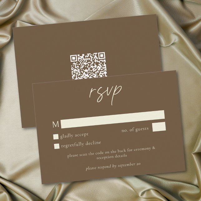 Cartão RSVP Elegant Cocoa Brown Minimalist Wedding (Elegant Cocoa Brown Minimalist Wedding RSVP Card)