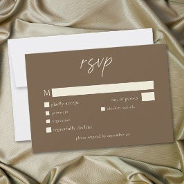 Cartão RSVP Elegant Cocoa Brown Minimalist Wedding