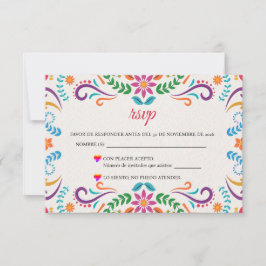 Cartão RSVP Elegant Colorful Floral Fiesta Spanish Wedding