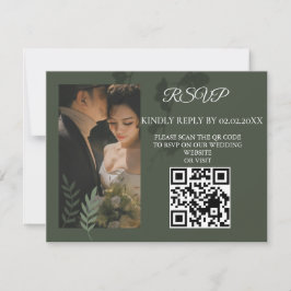 Cartão RSVP Elegant customizable olive green wedding 