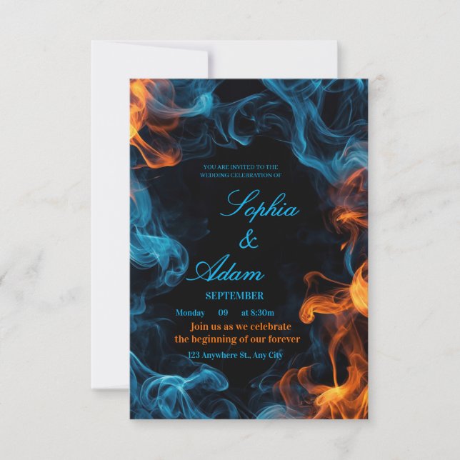 Cartão RSVP Elegant Dual Flame Wedding Invitation (Frente)