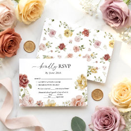 Cartão RSVP Elegant Floral Summer Wedding