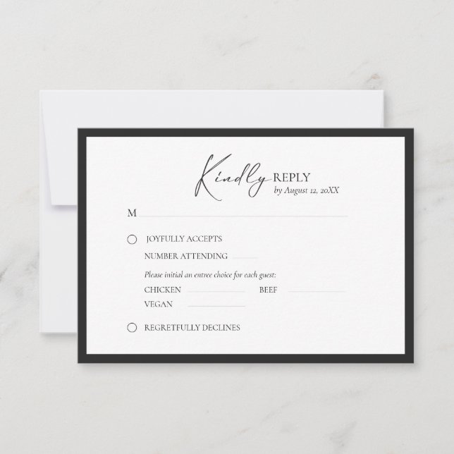 Cartão RSVP Elegant Frame Modern Response Card (Frente)