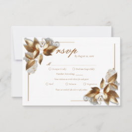 Cartão RSVP Elegant Gold Botanical Wedding Meal Choice