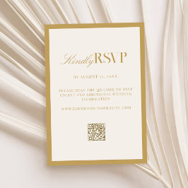 Cartão RSVP Elegant Ivory and Gold Wedding