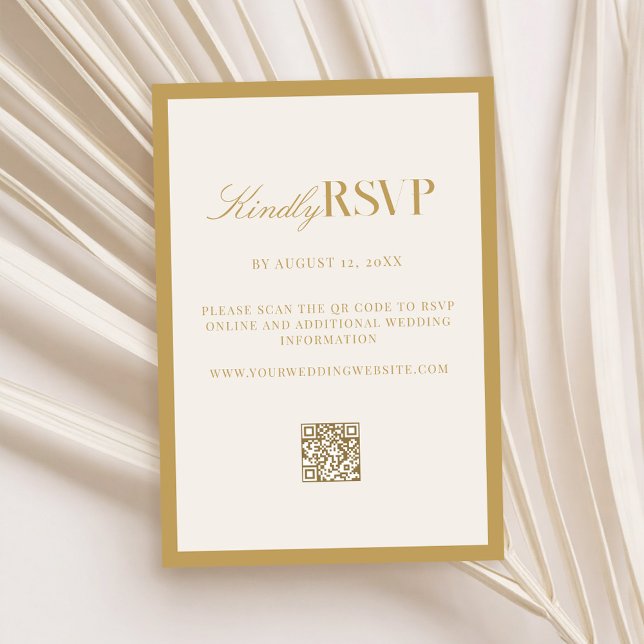 Cartão RSVP Elegant Ivory and Gold Wedding (Criador carregado)