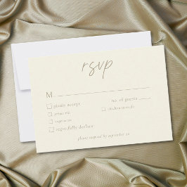 Cartão RSVP Elegant Ivory Cream Minimalist Wedding