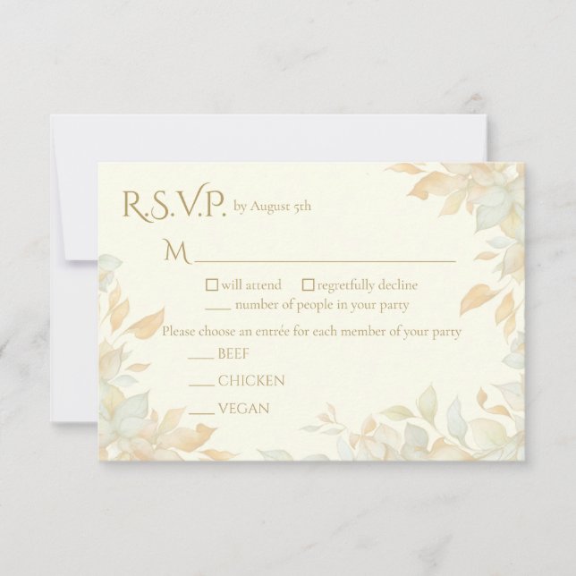 Cartão RSVP Elegant Ivory Nature Inspired Response Card (Frente)