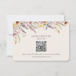 Cartão RSVP Elegant Lavender, Blush and Cream Wildflowers QR