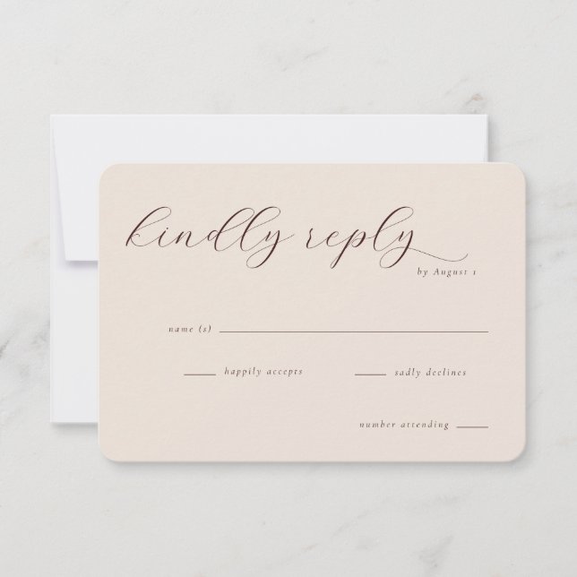 Cartão RSVP Elegant Maroon Calligraphy (Frente)