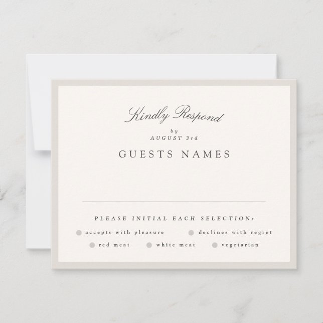 Cartão RSVP Elegant Minimalist Calligraphy Wedding (Frente)