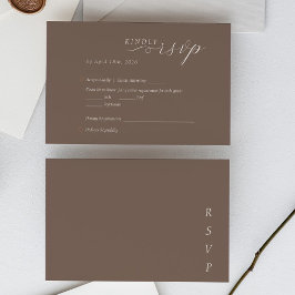 Cartão RSVP Elegant Minimalist Taupe Ivory Script Wedding