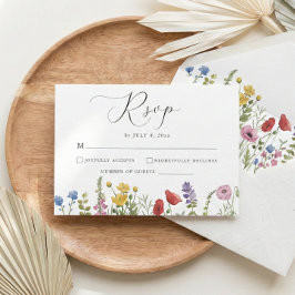 Cartão RSVP Elegant Minimalist Whimsical Wildflower Wedding