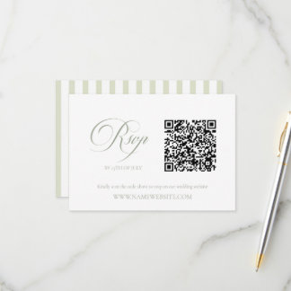 Cartão RSVP Elegant Modern Sage Green Wedding QR Code