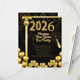 Cartão RSVP Elegant New Year Eve Party Invitation Card