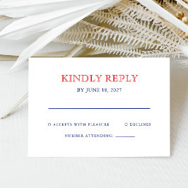 Cartão RSVP Elegant Patriotic 4th of July Wedding