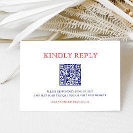 Cartão RSVP Elegant Patriotic 4th of July Wedding | QR Code