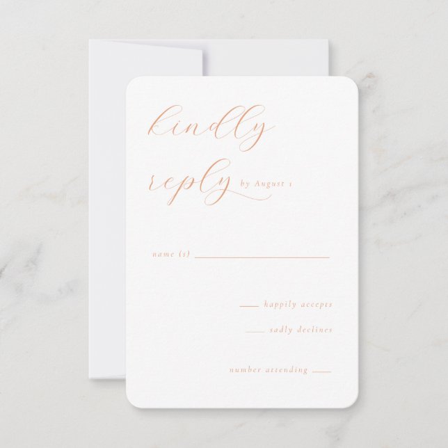 Cartão RSVP Elegant Peach Calligraphy (Frente)
