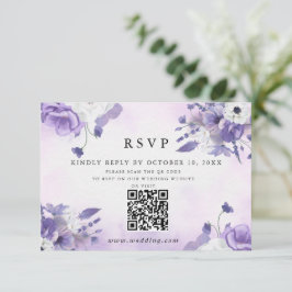 Cartão RSVP Elegant Purple Watercolor wedding