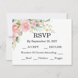 Cartão RSVP Elegant Rose Pink Wedding 