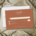 Cartão RSVP Elegant Rust Terracotta Minimalist Wedding<br><div class="desc">Celebrate your love with this minimalist rust terracotta wedding response card without dinner choices design. Featuring an elegant,  simple design,  it's perfect for an elegant autumn ceremony. This earthy,  modern look offers a warm and sophisticated feel for your fall wedding. Created by Simply Farmhouse Press.</div>