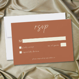 Cartão RSVP Elegant Rust Terracotta Minimalist Wedding