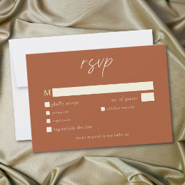 Cartão RSVP Elegant Rust Terracotta Minimalist Wedding