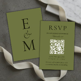 Cartão RSVP Elegant Sage Green Minimalist Wedding QR Code