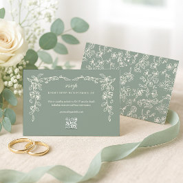 Cartão RSVP Elegant Sage Green Vintage Floral Wedding