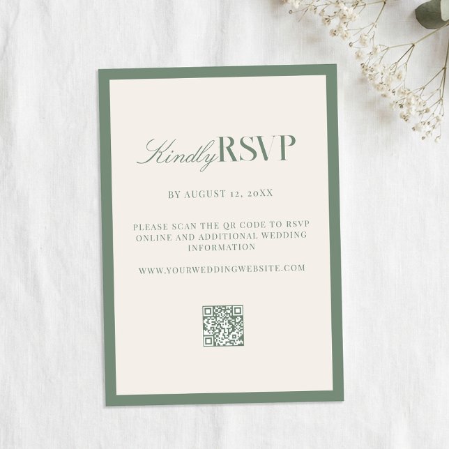 Cartão RSVP Elegant Sage Green Wedding (Criador carregado)