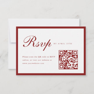 Cartão RSVP Elegant Script Wine Red QR Code Graduation Party