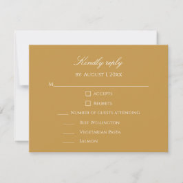 Cartão RSVP Elegant Simple Gold & White Custom Wedding
