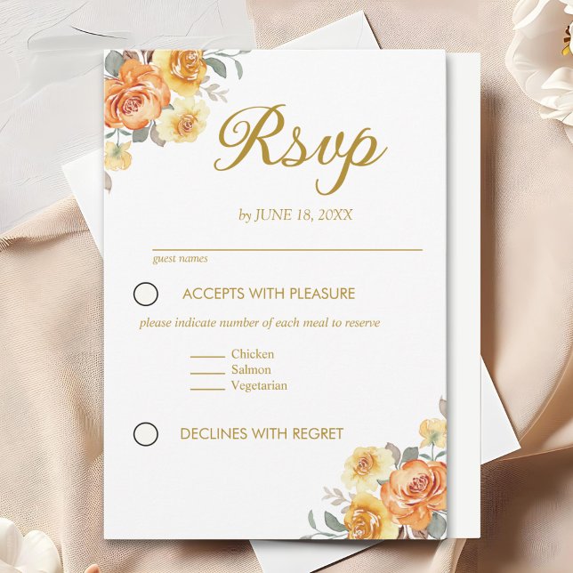 Cartão RSVP Elegant spring Wedding with tangerine flowers (Criador carregado)