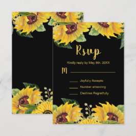 Cartão RSVP Elegant Sunflowers and Foliage Sweet Sixteen