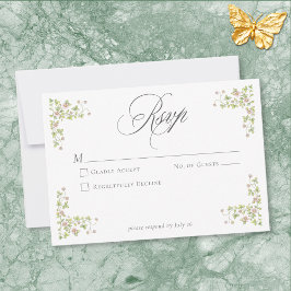 Cartão RSVP Elegant Victorian Pastel Floral Bow Wedding