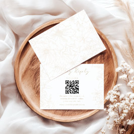 Cartão RSVP Elegant Vintage Ivory Floral QR Code Wedding