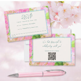 Cartão RSVP Elegant Watercolor Pink Hydrangea Garden Wedding