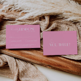 Cartão RSVP Elegant White Pink Minimalist Bright Wedding